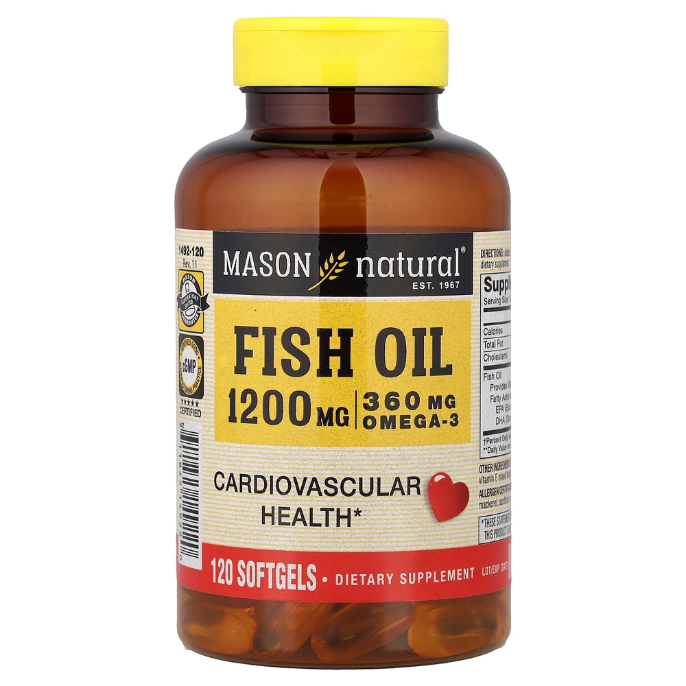Mason Natural, Рыбий жир, 1200 мг, 120 мягких таблеток