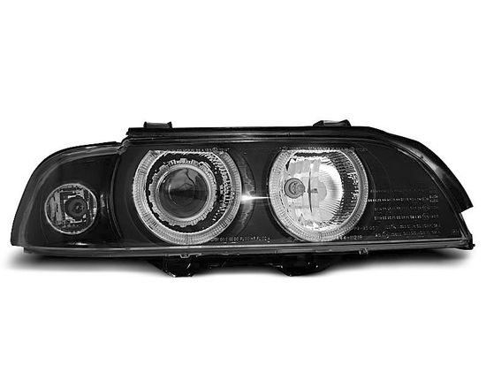 Передние фары Bmw 5 E39 angel eyes H7/H7 black