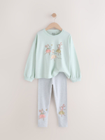 Лонгслив и легинсы в комплекте для девочки Next E13-671, Голубой, Серый