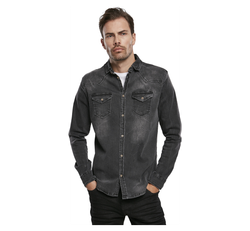 Brandit RILEY DENIM SHIRT LONG SLEEVE black