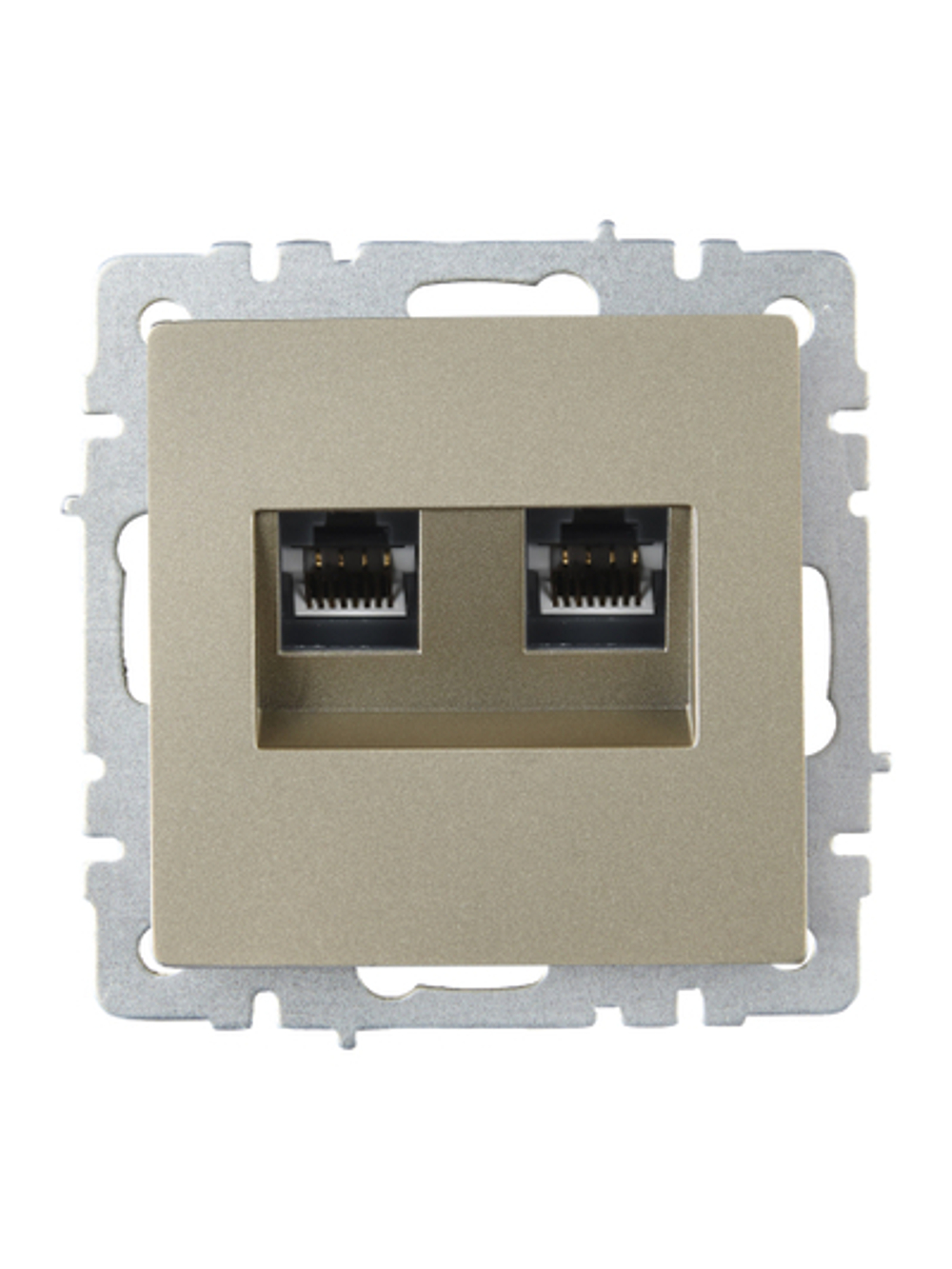 BRITE Розетка двойная RJ11+RJ45 кат.5E РК/Т12-БрШ шампань IEK