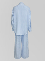 Костюм 80996 в полоску из рубашки и брюк прямого кроя с элементами кружева