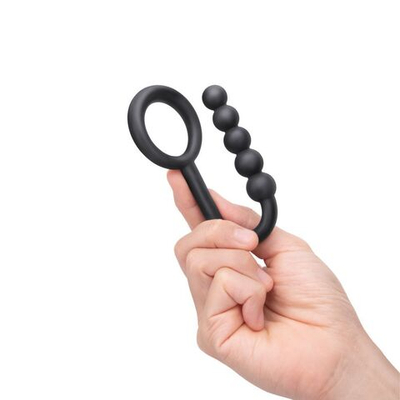 Черное эрекционное кольцо-крючок с анальной цепочкой (Цвет: черный)