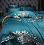 Постельное белье Сатин Гладкокрашеный Вышивка Делюкс на резинке DHCR003