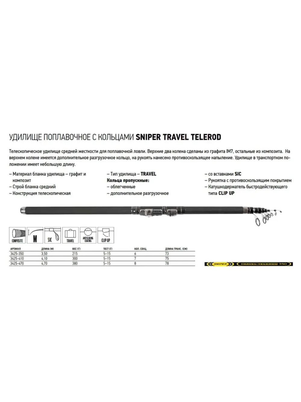 Удилище поплавочное Sniper POLE MEDIUM MF 4м вес 154гр