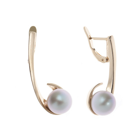 "Кивик" серьги в золотом покрытии из коллекции "Жемчужная рапсодия" от Jenavi с английским замком