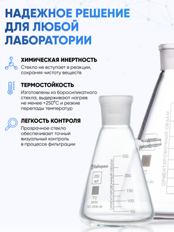 Колба Бунзена 1000 мл (с тубусом) 2-1000-29/32, со шлифом 29/32