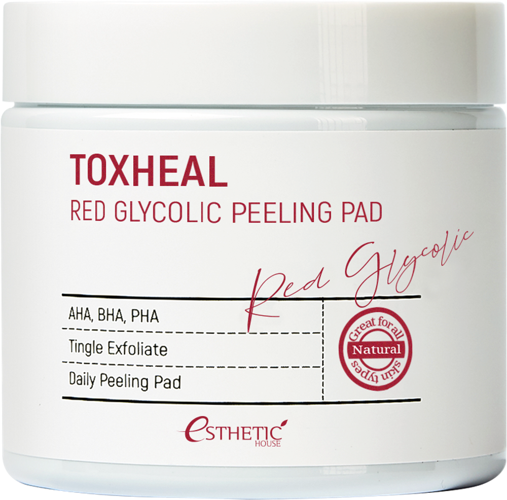 Пилинг-подушечки для мягкого очищения кожи Esthetic House Toxheal Red Glycolic Peeling Pad