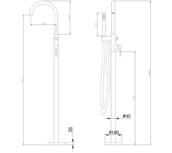 Смеситель ABBER Wasser Kreis AF8115NGN напольный для ванны, никель