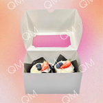 Коробка под капкейки с окошком 160*100*100 мм (2) (белая) целлюлозный картон с односторонним мелованным покрытием, премиум