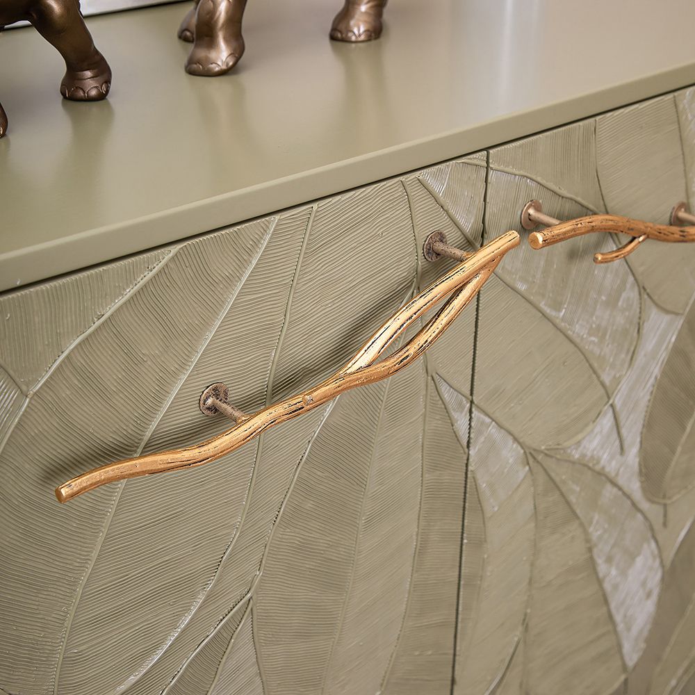 Комод Арт Колор leaves Классик Голд с 2 полками Зеленая олива