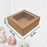 Коробка для пирогов, тортов, пирожных 18х18х7 с окном крафт