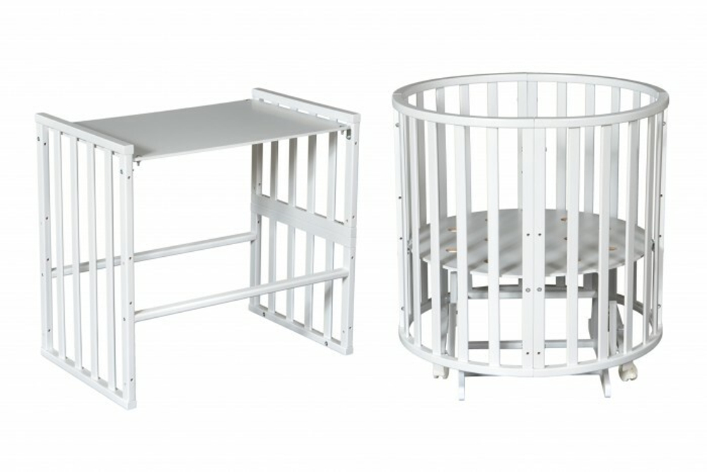 Кровать детская «Северянка» (3) 6 в 1 маятник универсальный/колесо (белый)