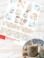 Трансфер переводной - декаль для свечей и гипса морская тема 002