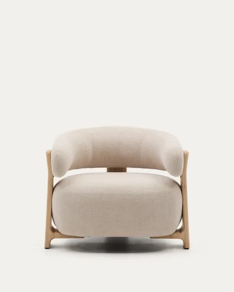 Кресло Granite на 3 ножках, бежевый шенилл, массив ясеня в натуральном цвете