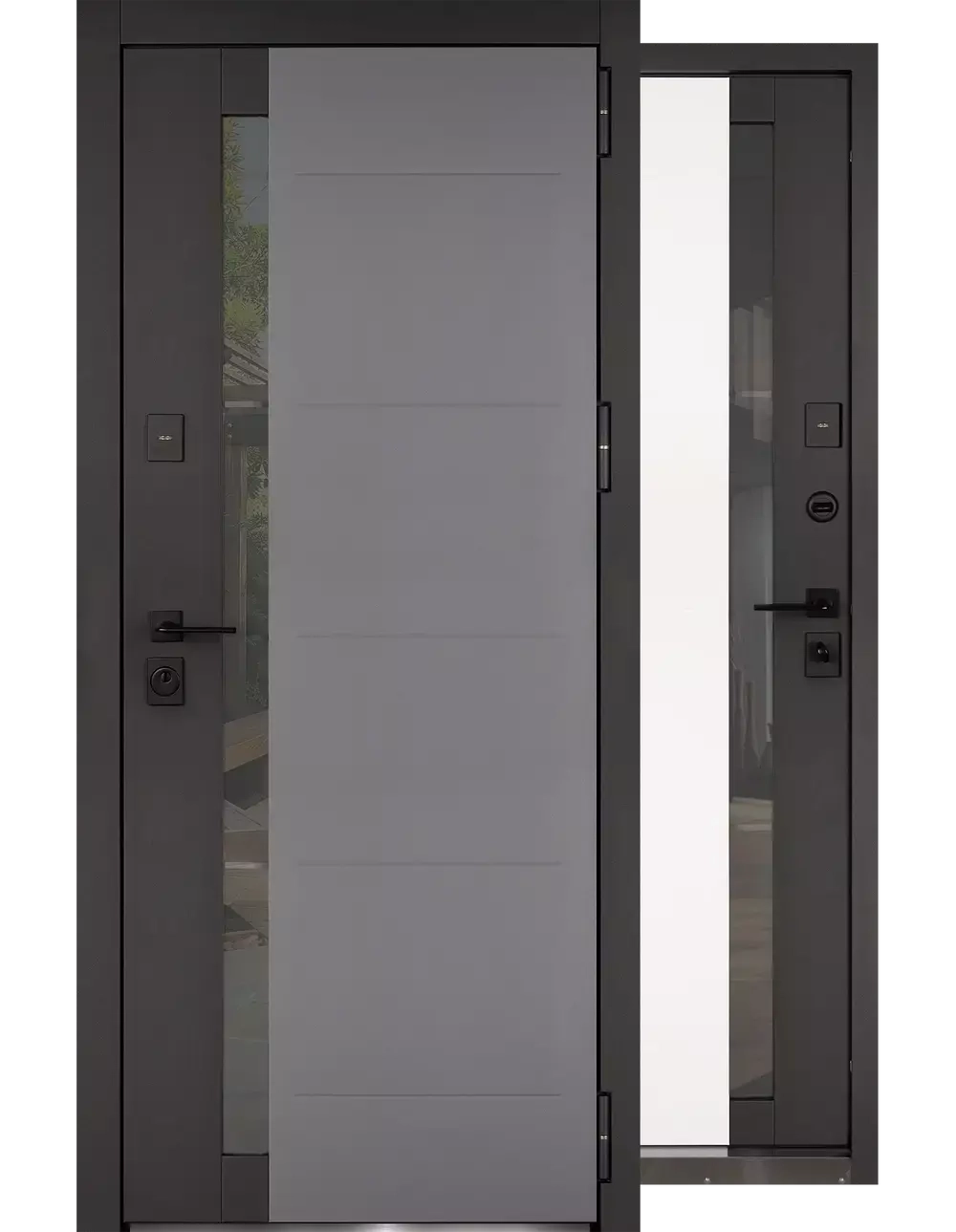 Дверь Входная Аваллон  Муар Серый/муар Белый