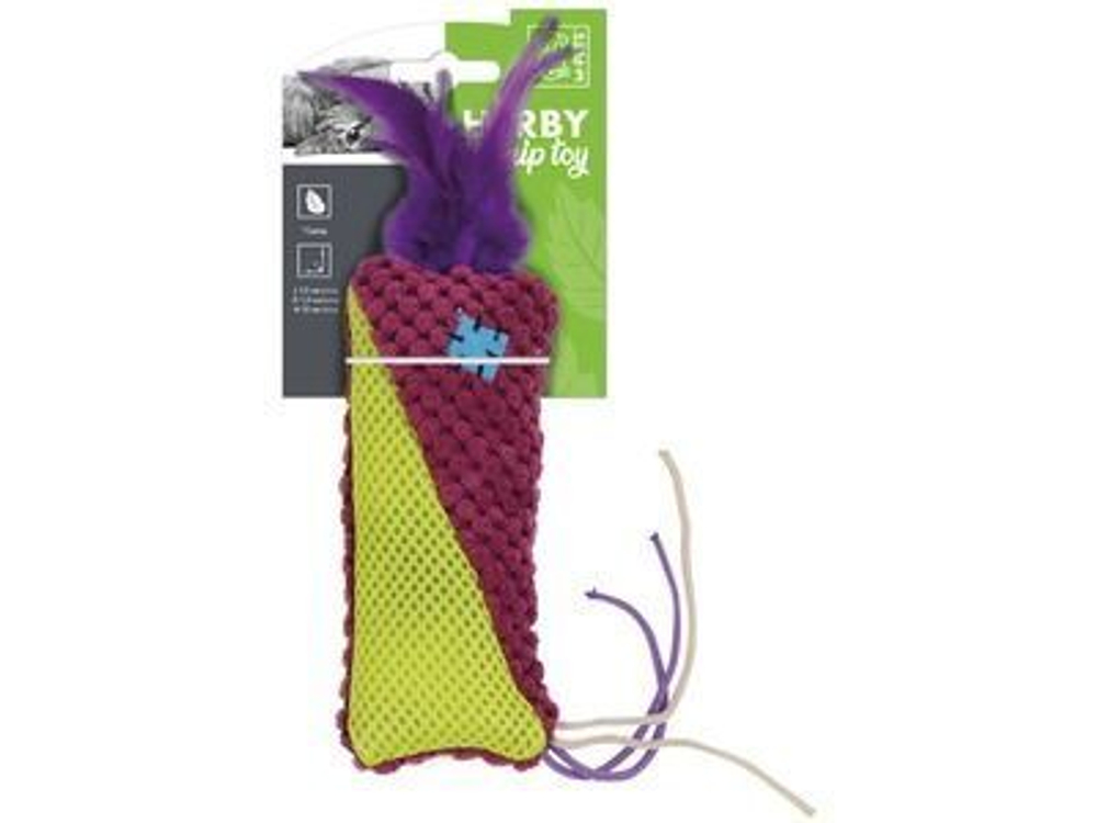 M-PETS Игрушка для кошек Хёрби мешочек с перышком с кошачьей мятой, 15x7x1.5 см
