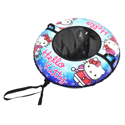 Санки-ватрушка (тюбинг) СКОЛЬЗЯШИ HELLO KITTY на молнии D-1,1м С РИС (верхБАНЕР+низТЕНТПВХ 550 гр/кв.м, усилен камера) ДО 95 кг