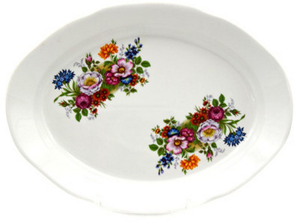 Блюдо овальное "БУКЕТ ЦВЕТОВ (Идиллия)" 33 см, Беларусь.