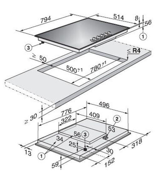 Газовая варочная панель Miele KM 371
