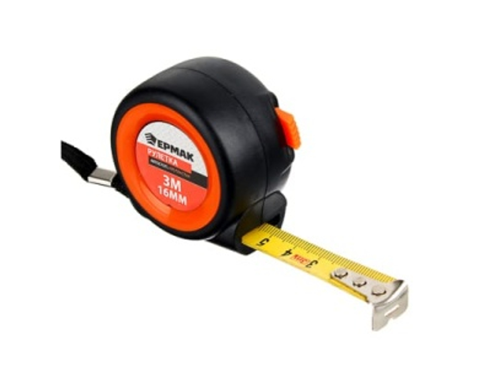 Рулетка 3м*16мм ЕРМАК автостоп ABS пластик