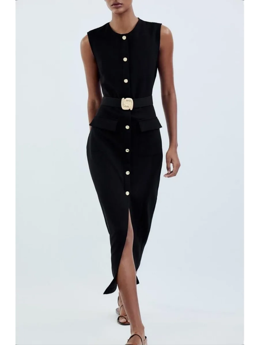 Платье миди с разрезом