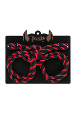 Черно-красные наручники-оковы «Узел-Альфа» из хлопковой веревки (Цвет: черный)