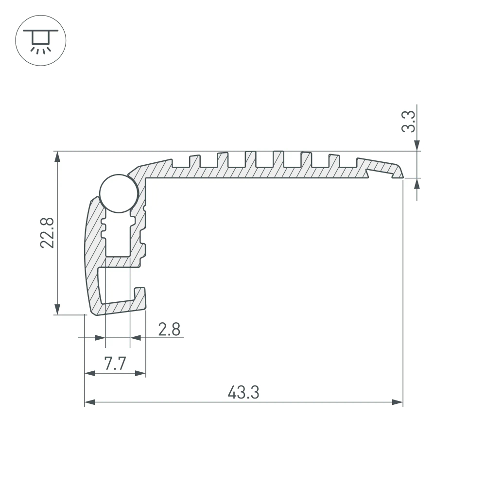 Профиль STEP-MINI-2000 ANOD (Arlight, Алюминий) 019195