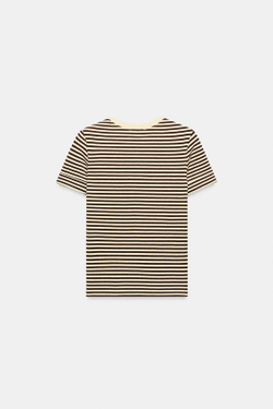 ZARA МИНИМАЛИСТИЧНАЯ ФУТБОЛКА С КОРОТКИМИ РУКАВАМИ, ПОЛОСКИ