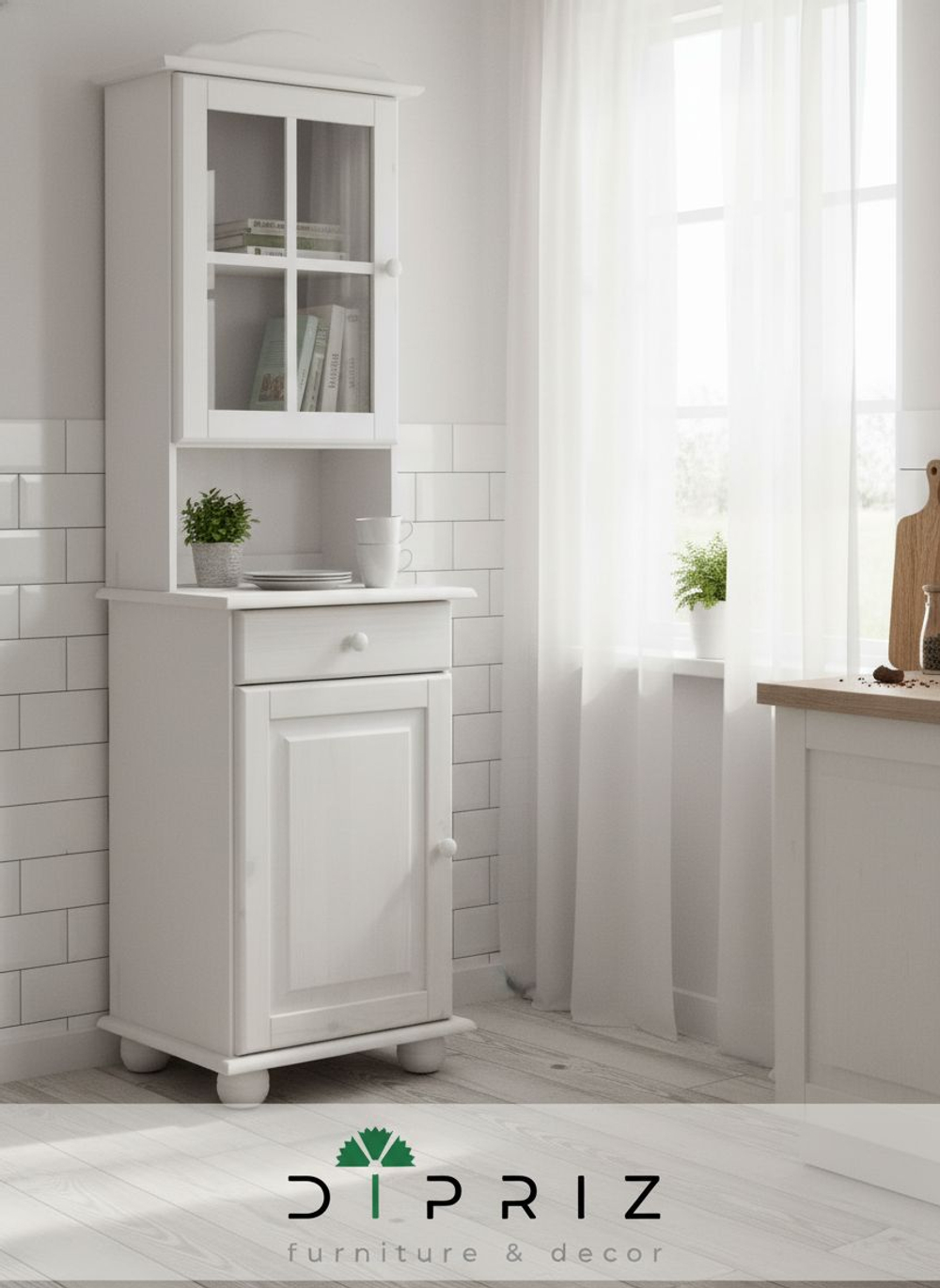 Тумба, 48х39х81, Лена, для кухни и ванной, с ящиком (нижняя часть буфета Лена), белый, Dipriz