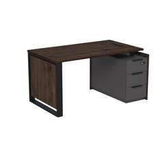 15СОЛУ-КЗ.1408 Стол рабочий с люч, на опорной угл тумбе, с ящ (метаб), с код замком (1460*884*750)