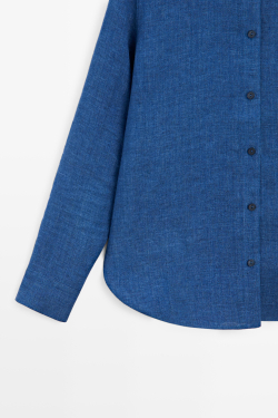Massimo Dutti Струящаяся рубашка из 100% льна, индиго