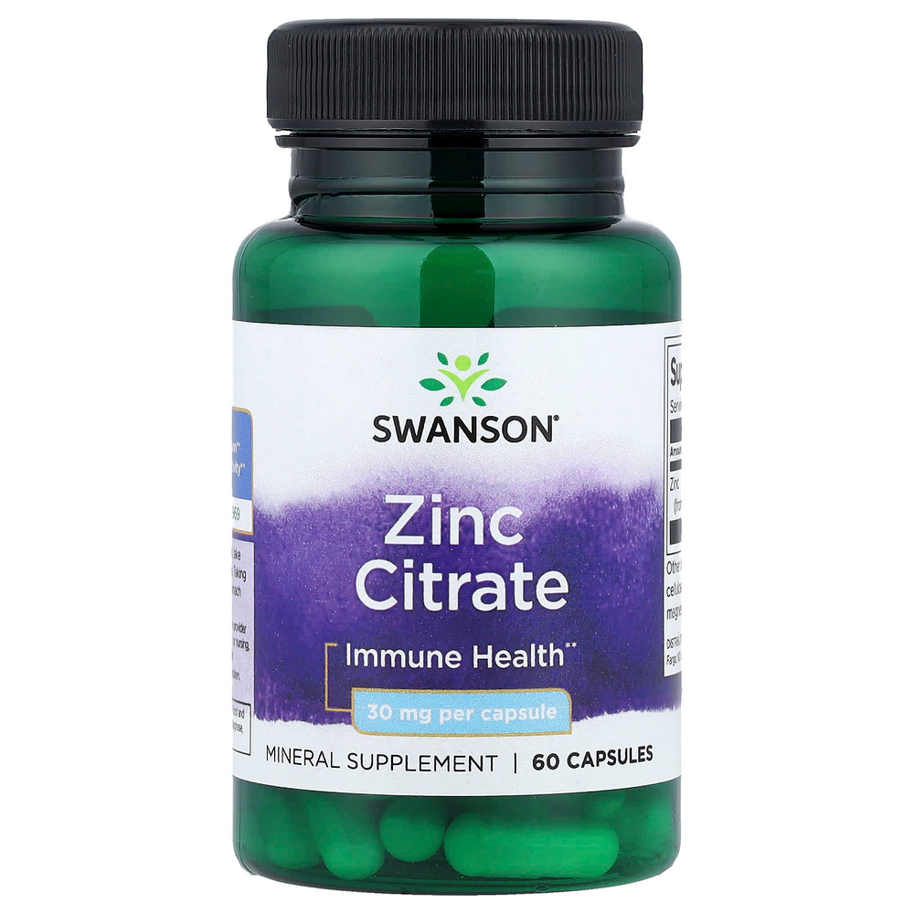 Swanson, Цитрат цинка, 30 мг, 60 капсул