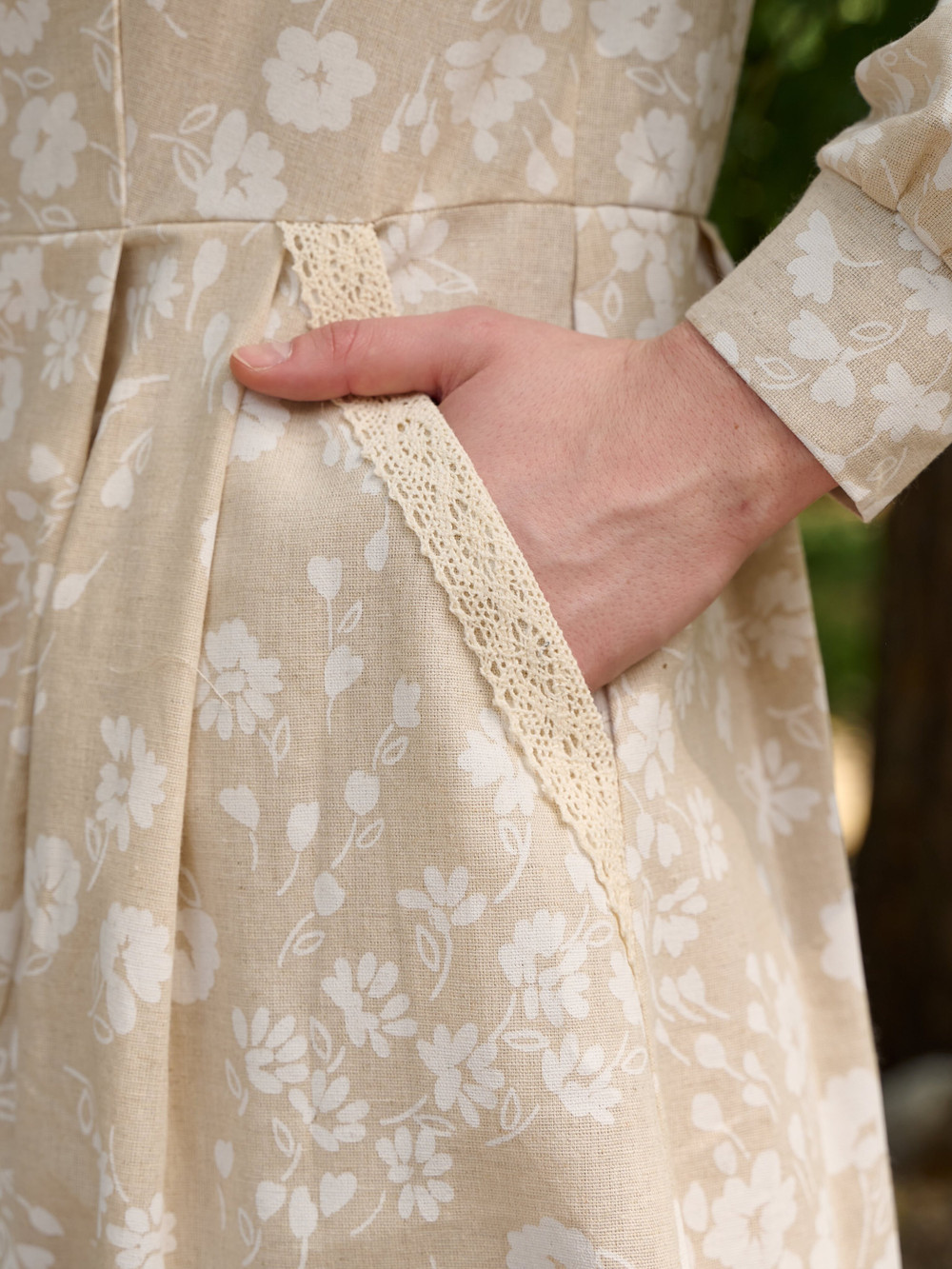 Платье лен с квадратным вырезом