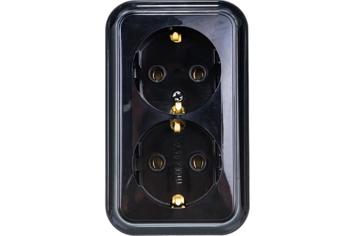 Розетка 2 местная Bylectrica ПРАЛЕСКА 16А с/з черная