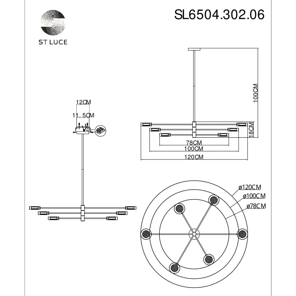SL6504.302.06 Светильник потолочный ST-Luce Латунь/Латунь LED 6*5W 3000K