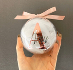 Елочный шар прозрачный с перьями Rose Gold