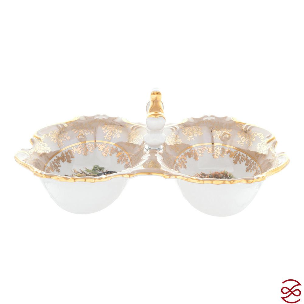 Менажница 2 секции Queen's Crown Aristokrat Охота бежевая 26 см