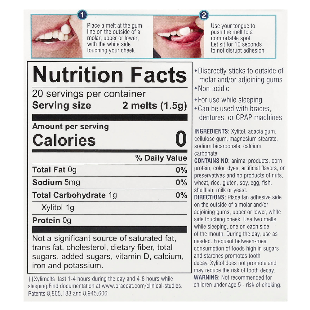 OraCoat, XyliMelts® Dry Mouth, слегка сладкий, 40 плавок
