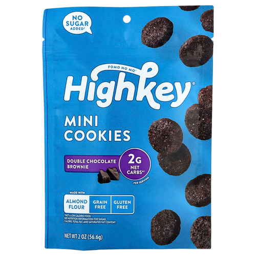 HighKey, Mini Cookies, двойной шоколадный брауни, 56,6 г (2 унции)