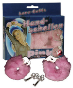 Розовые меховые наручники Love Cuffs Rose