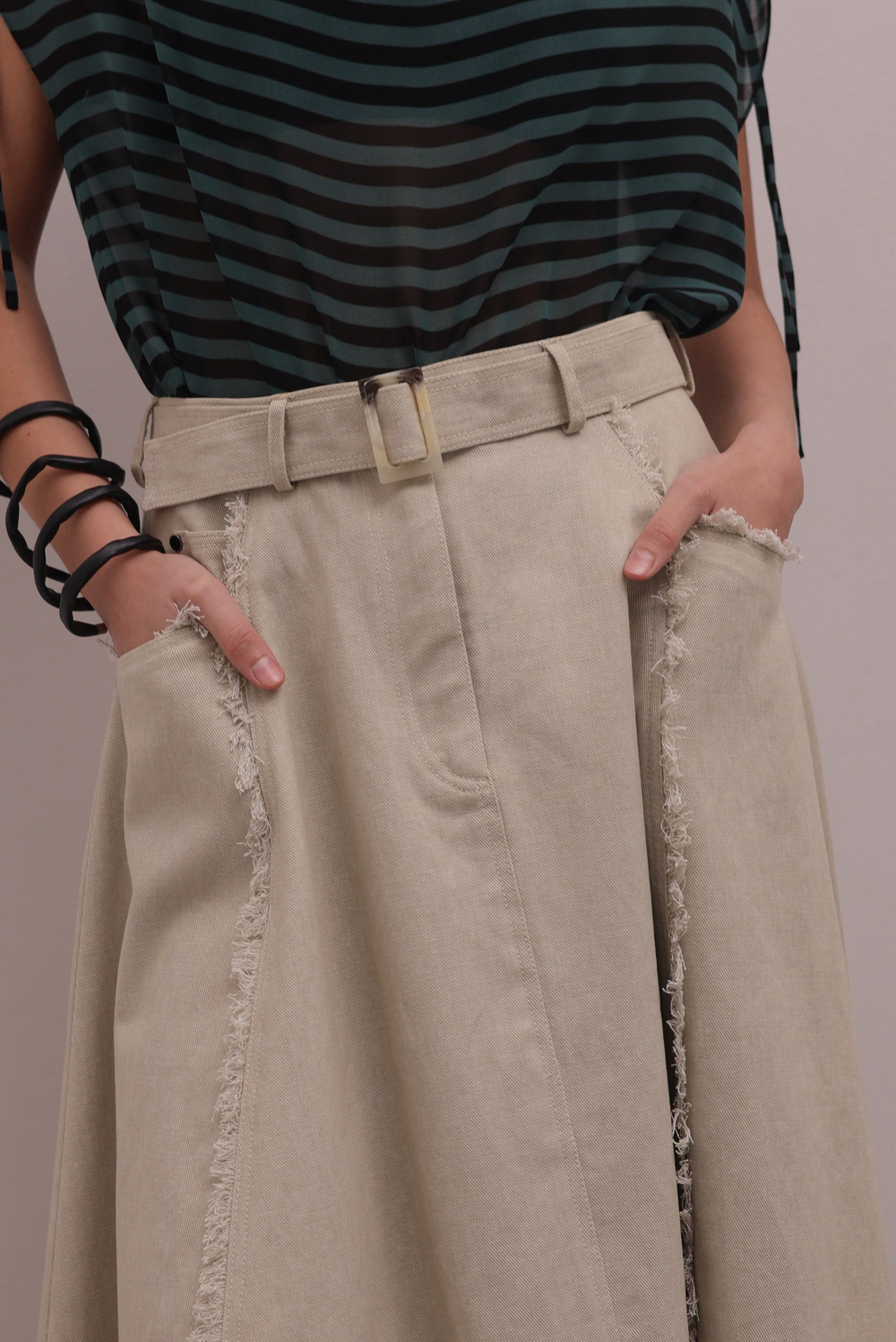 Юбка джинсовая А-силуэта миди