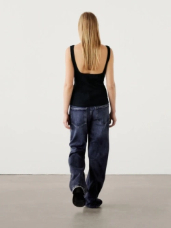 Massimo Dutti Топ в рубчик с квадратным вырезом, темно-синий