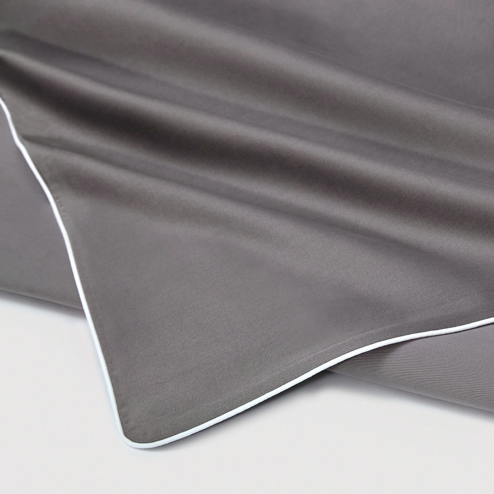 Постельное белье cемейное Сlaire&Caroll Lune темно-серое с белым кантом