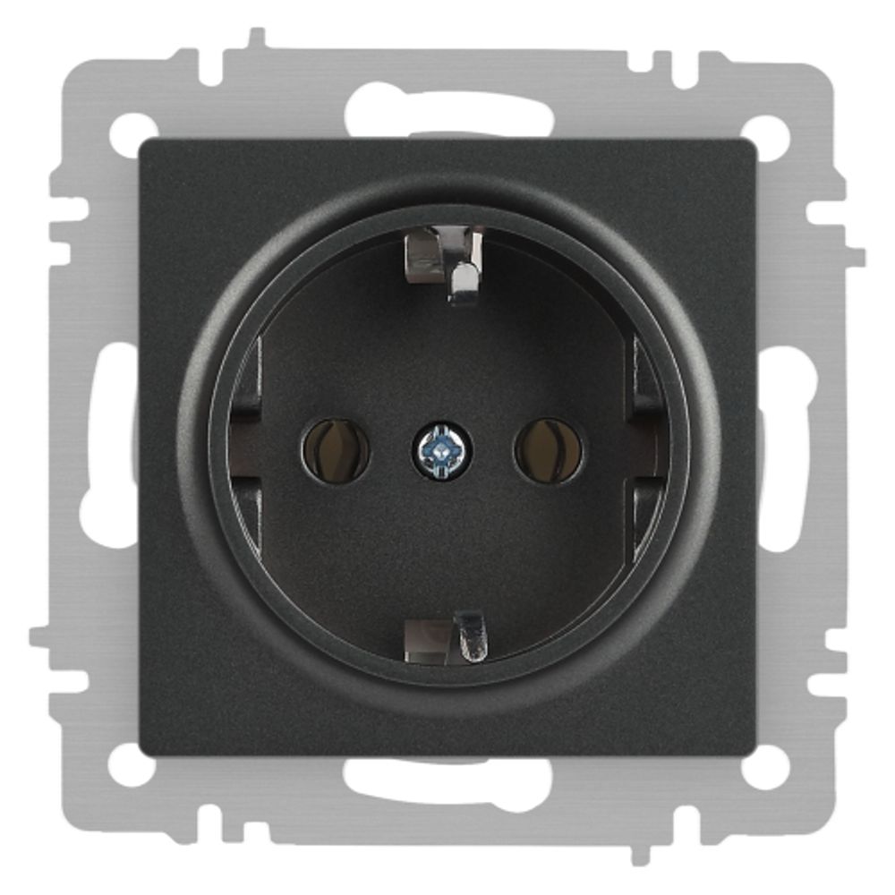 Розетка Intro Accent 6-202-07 2P+E Schuko 16А-250В IP20 СУ AL/CU графит