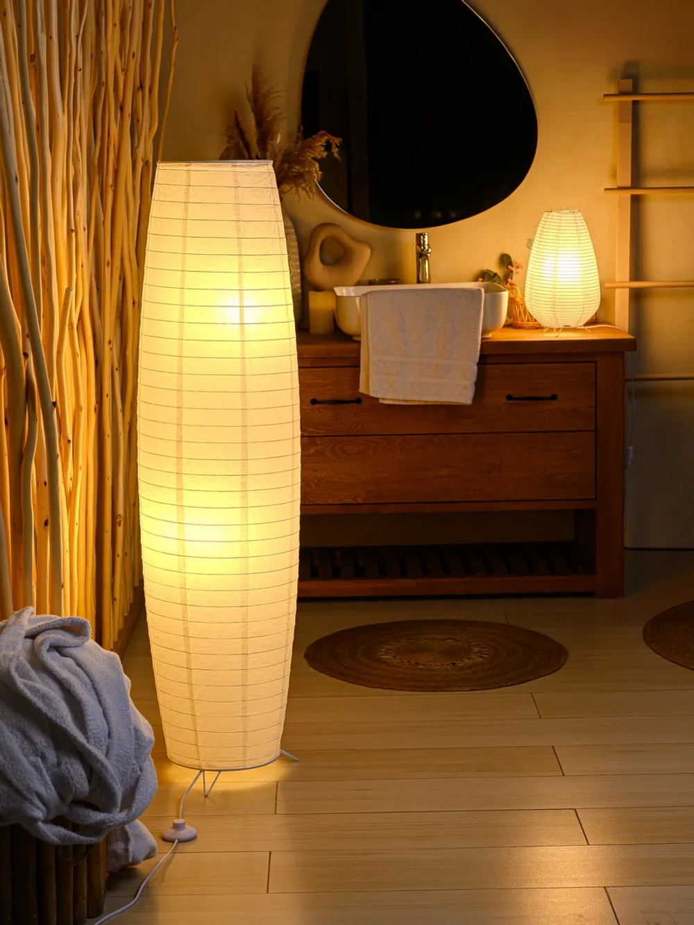 Современный торшер из рисовой бумаги, светильник напольный