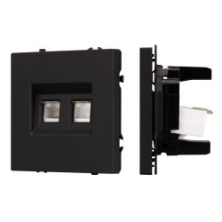 Механизм сдвоенной компьютерной розетки SCT-NOBE-MPC2-SFPL-BK (RJ-45, CAT6) (Arlight, Черный оникс) 054313