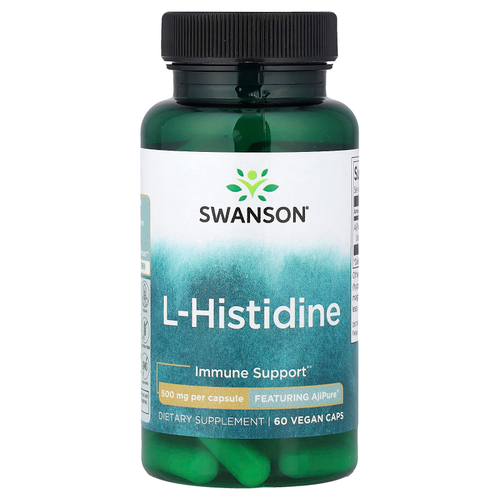 Swanson Vitamins, L-гистидин, 500 мг, 60 веганских капсул