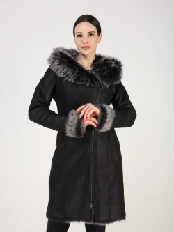 Дубленка зимняя натуральная с капюшоном