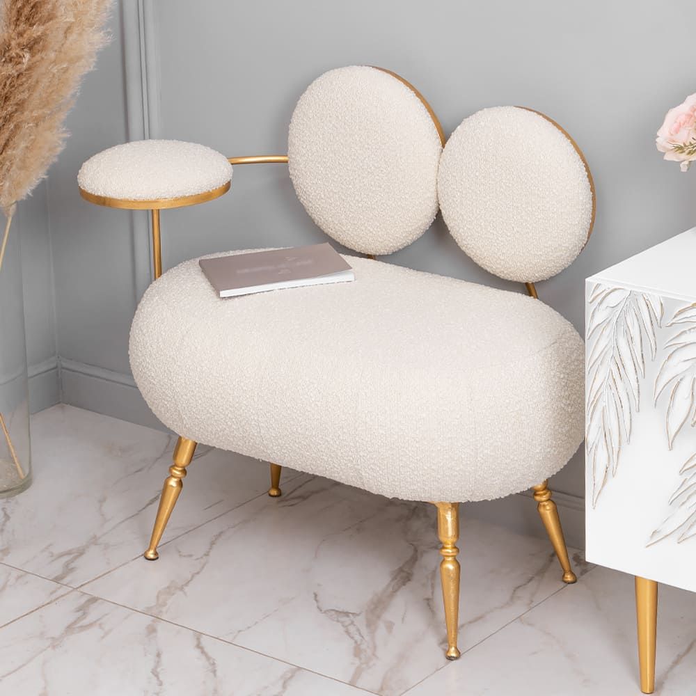 Банкетка Пьяно Золото Букле Белый